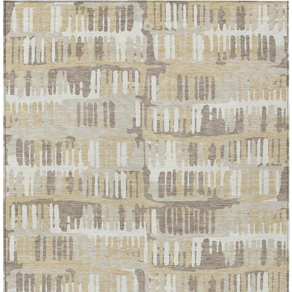 9' X 12' Beige And Taupe Abstract Washable Indoor Outdoor Area Rug HomeRoots