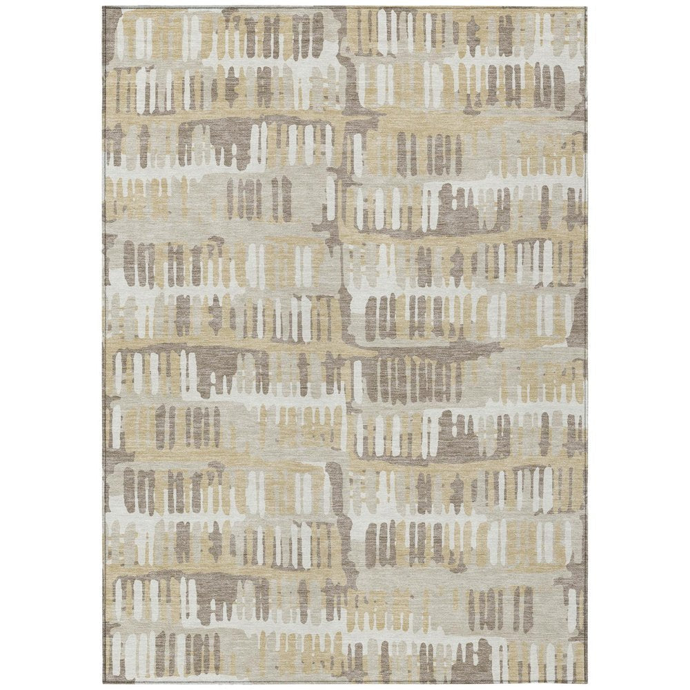 9' X 12' Beige And Taupe Abstract Washable Indoor Outdoor Area Rug HomeRoots