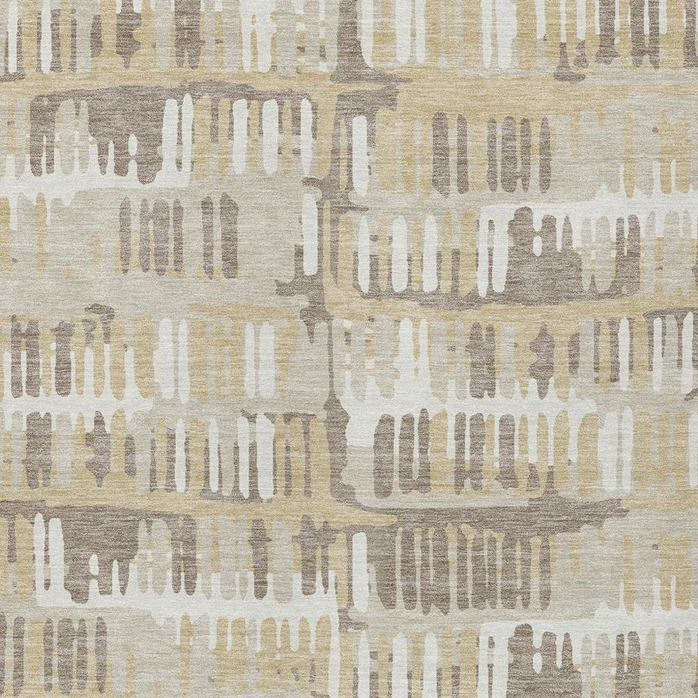 10' X 14' Beige And Taupe Abstract Washable Indoor Outdoor Area Rug HomeRoots