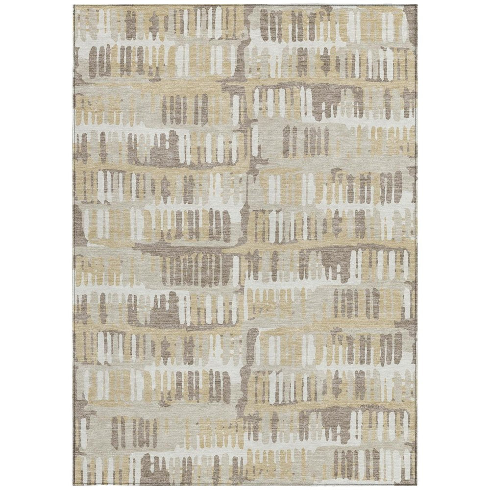 10' X 14' Beige And Taupe Abstract Washable Indoor Outdoor Area Rug — view 9