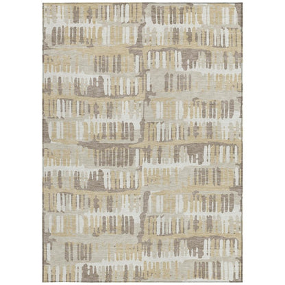 10' X 14' Beige And Taupe Abstract Washable Indoor Outdoor Area Rug HomeRoots