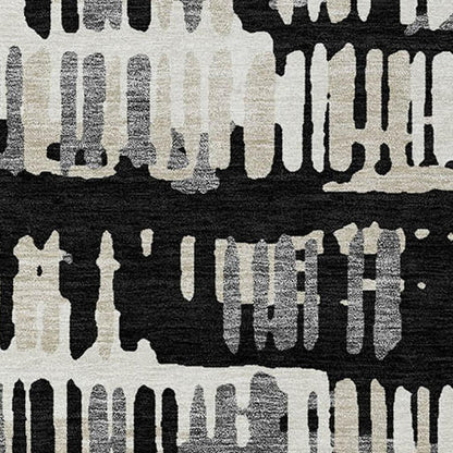 5' X 8' Black And Taupe Abstract Washable Indoor Outdoor Area Rug HomeRoots