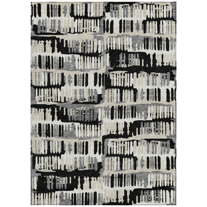 5' X 8' Black And Taupe Abstract Washable Indoor Outdoor Area Rug HomeRoots