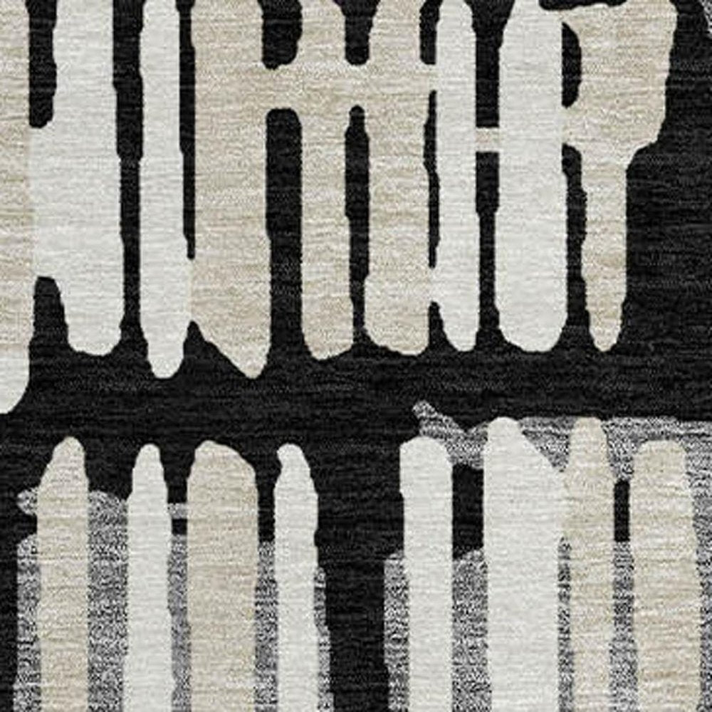8' Black And Taupe Round Abstract Washable Indoor Outdoor Area Rug HomeRoots
