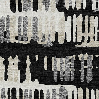 9' X 12' Black And Taupe Abstract Washable Indoor Outdoor Area Rug HomeRoots
