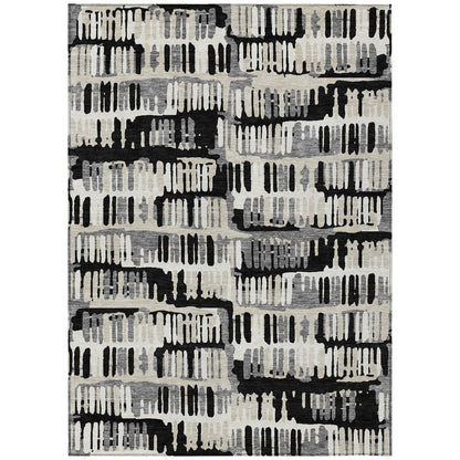 9' X 12' Black And Taupe Abstract Washable Indoor Outdoor Area Rug HomeRoots