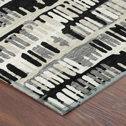 9' X 12' Black And Taupe Abstract Washable Indoor Outdoor Area Rug HomeRoots