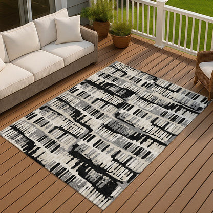 9' X 12' Black And Taupe Abstract Washable Indoor Outdoor Area Rug HomeRoots