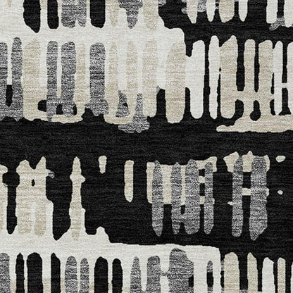 10' X 14' Black And Taupe Abstract Washable Indoor Outdoor Area Rug HomeRoots