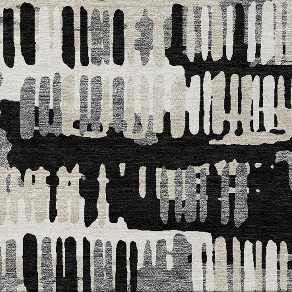 10' X 14' Black And Taupe Abstract Washable Indoor Outdoor Area Rug HomeRoots