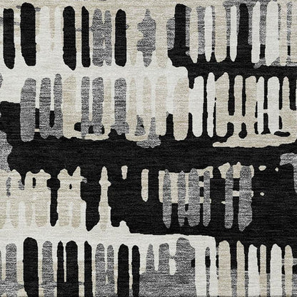 10' X 14' Black And Taupe Abstract Washable Indoor Outdoor Area Rug HomeRoots