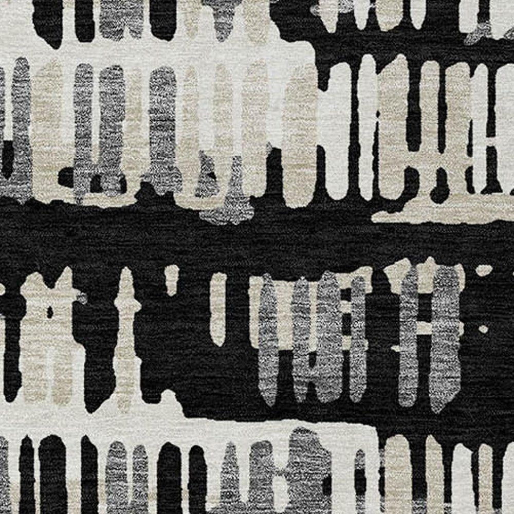 10' X 14' Black And Taupe Abstract Washable Indoor Outdoor Area Rug — view 17