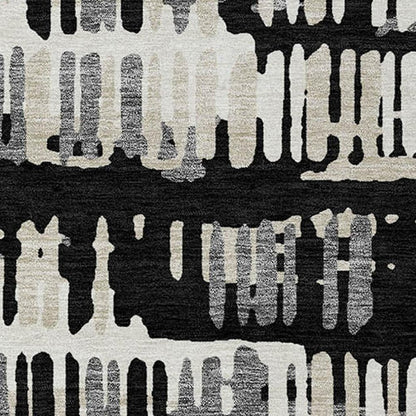 10' X 14' Black And Taupe Abstract Washable Indoor Outdoor Area Rug HomeRoots
