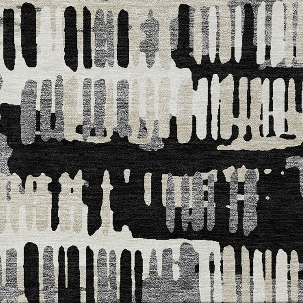 10' X 14' Black And Taupe Abstract Washable Indoor Outdoor Area Rug HomeRoots