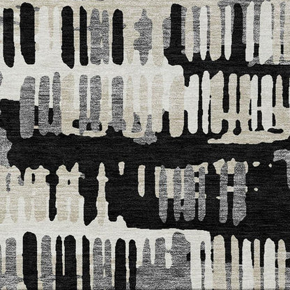 10' X 14' Black And Taupe Abstract Washable Indoor Outdoor Area Rug HomeRoots