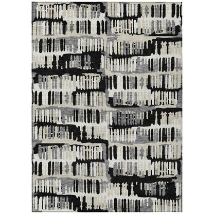 10' X 14' Black And Taupe Abstract Washable Indoor Outdoor Area Rug HomeRoots