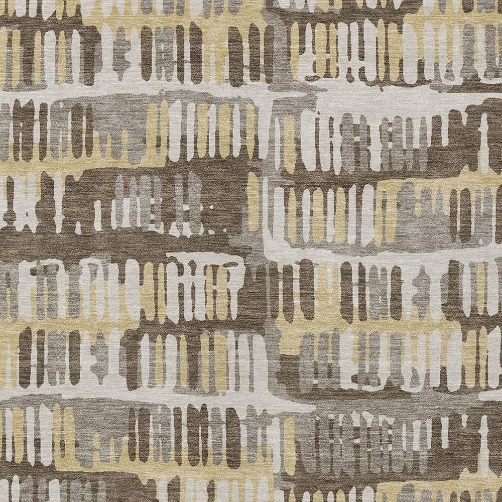 3' X 5' Chocolate And Ivory Abstract Washable Indoor Outdoor Area Rug — view 4
