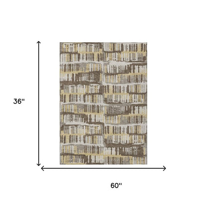 3' X 5' Chocolate And Ivory Abstract Washable Indoor Outdoor Area Rug HomeRoots