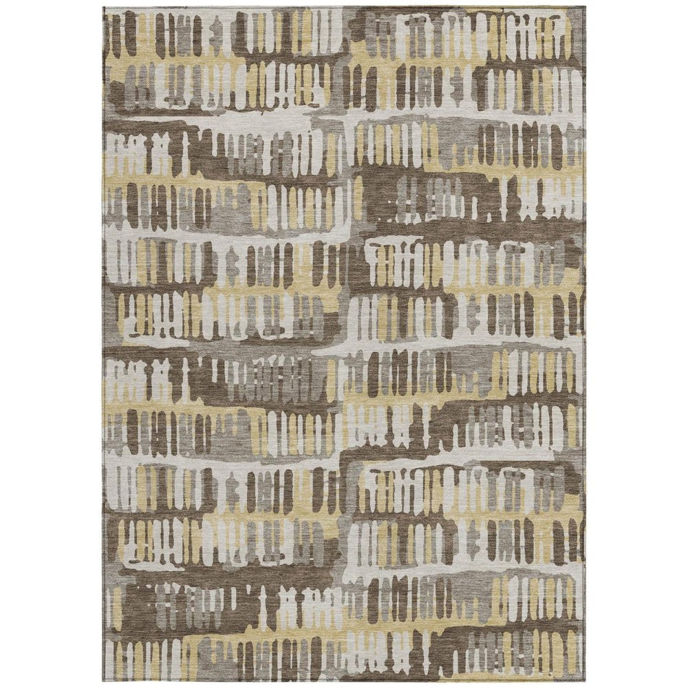 3' X 5' Chocolate And Ivory Abstract Washable Indoor Outdoor Area Rug — view 9