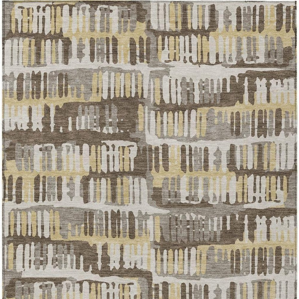 5' X 8' Chocolate And Ivory Abstract Washable Indoor Outdoor Area Rug HomeRoots