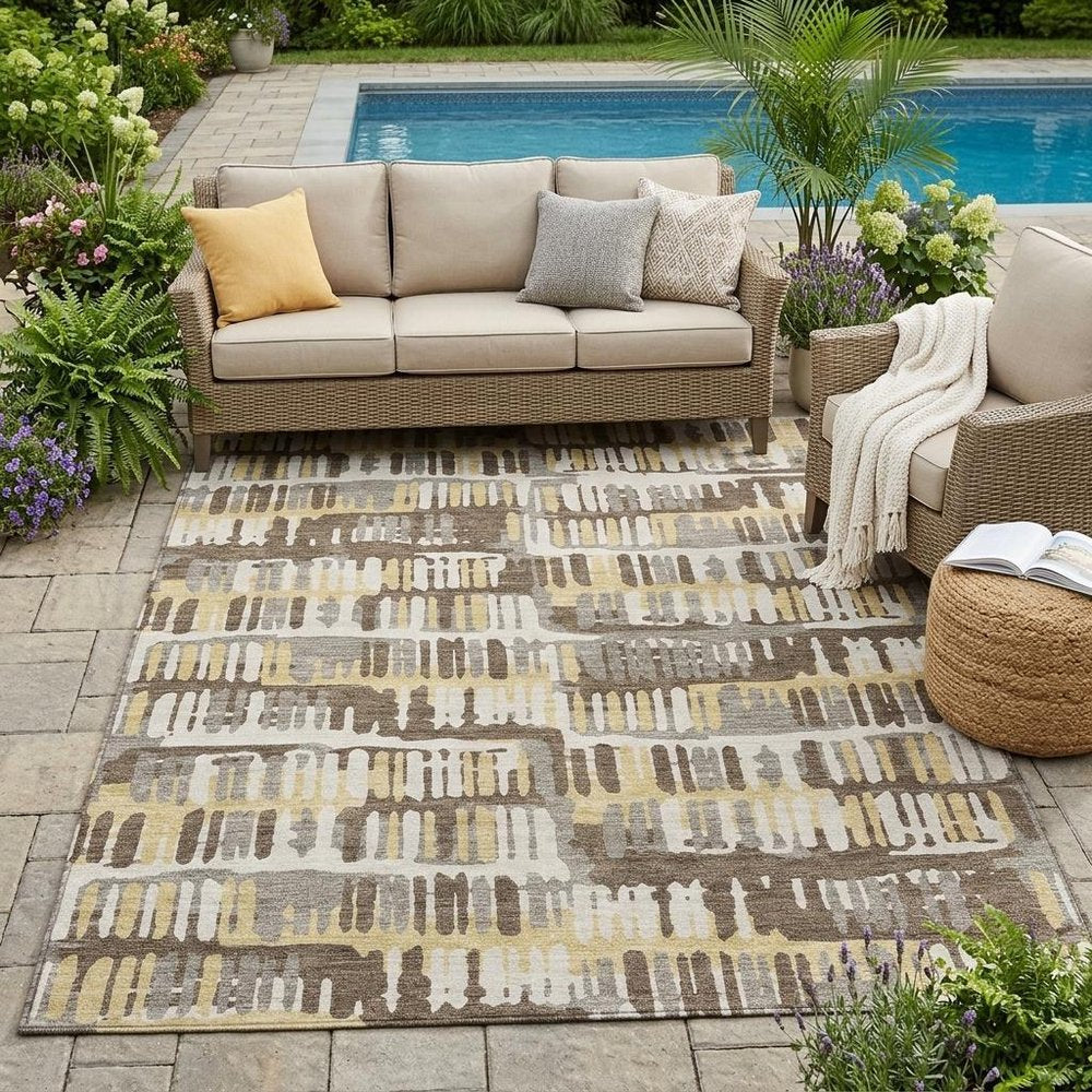 5' X 8' Chocolate And Ivory Abstract Washable Indoor Outdoor Area Rug HomeRoots