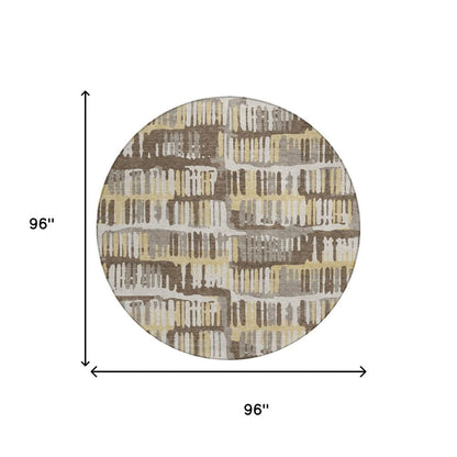 8' Chocolate And Ivory Round Abstract Washable Indoor Outdoor Area Rug HomeRoots
