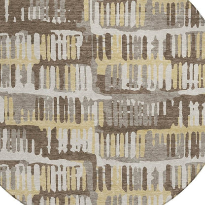 8' Chocolate And Ivory Round Abstract Washable Indoor Outdoor Area Rug HomeRoots