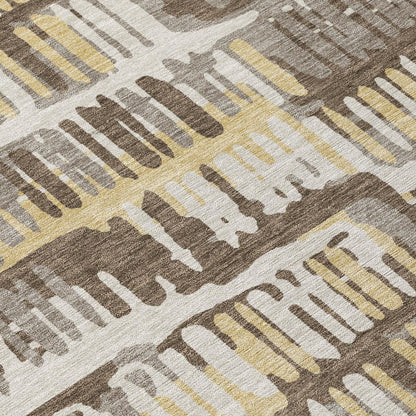 8' Chocolate And Ivory Round Abstract Washable Indoor Outdoor Area Rug HomeRoots