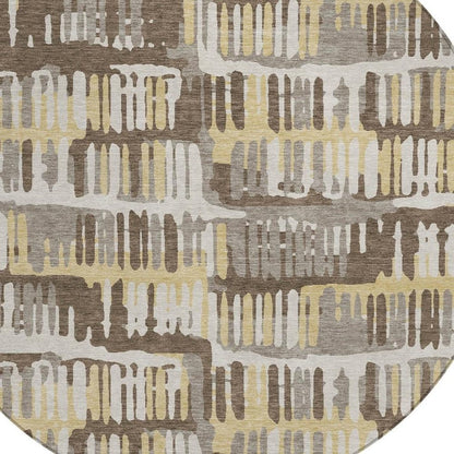 8' Chocolate And Ivory Round Abstract Washable Indoor Outdoor Area Rug HomeRoots