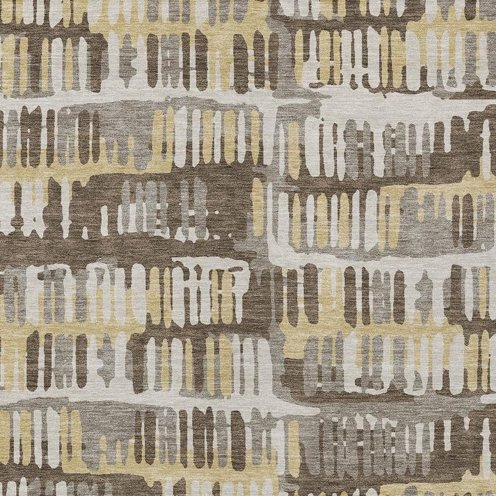 8' X 10' Chocolate And Ivory Abstract Washable Indoor Outdoor Area Rug