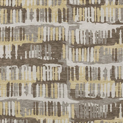 8' X 10' Chocolate And Ivory Abstract Washable Indoor Outdoor Area Rug