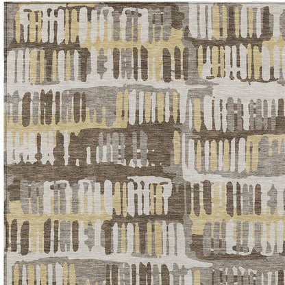 9' X 12' Chocolate And Ivory Abstract Washable Indoor Outdoor Area Rug HomeRoots