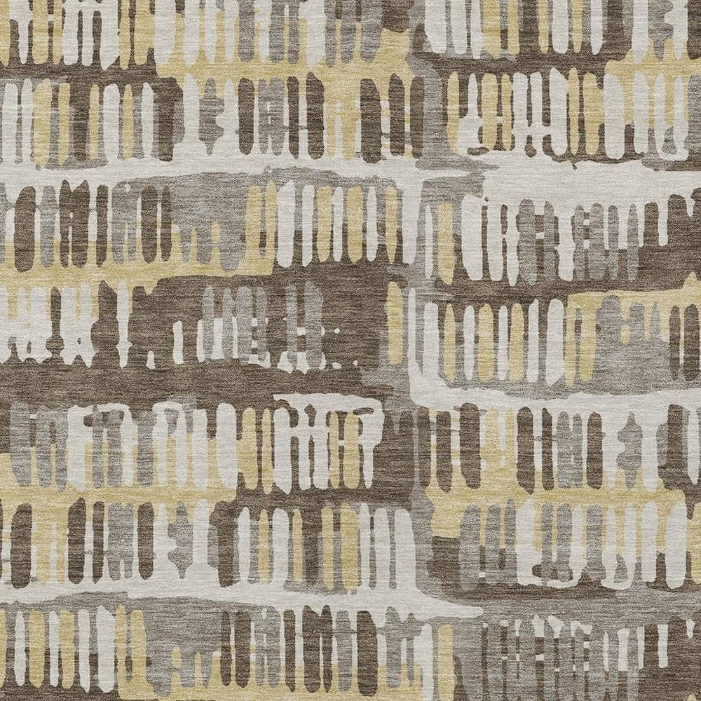 10' X 14' Chocolate And Ivory Abstract Washable Indoor Outdoor Area Rug — view 4