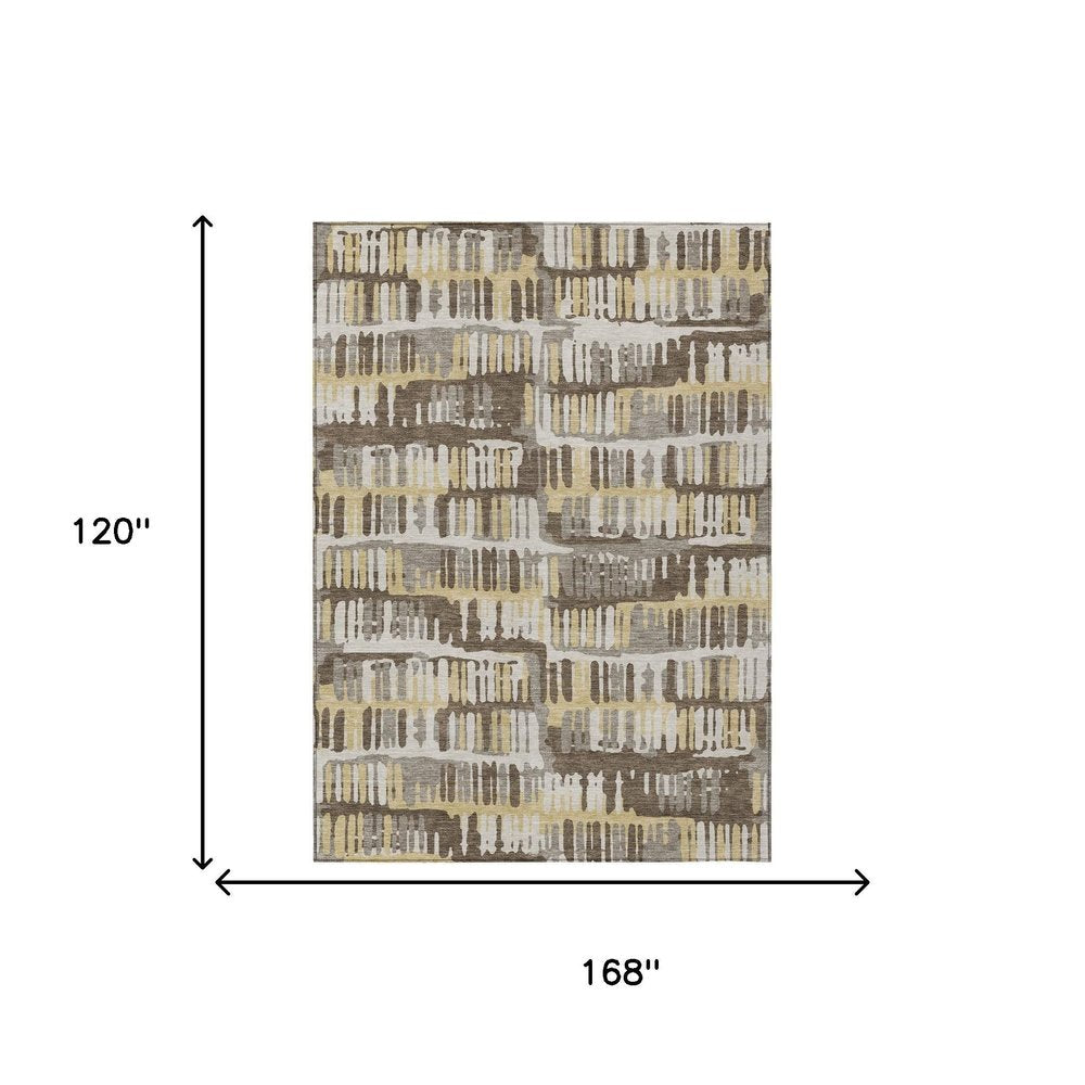 10' X 14' Chocolate And Ivory Abstract Washable Indoor Outdoor Area Rug HomeRoots