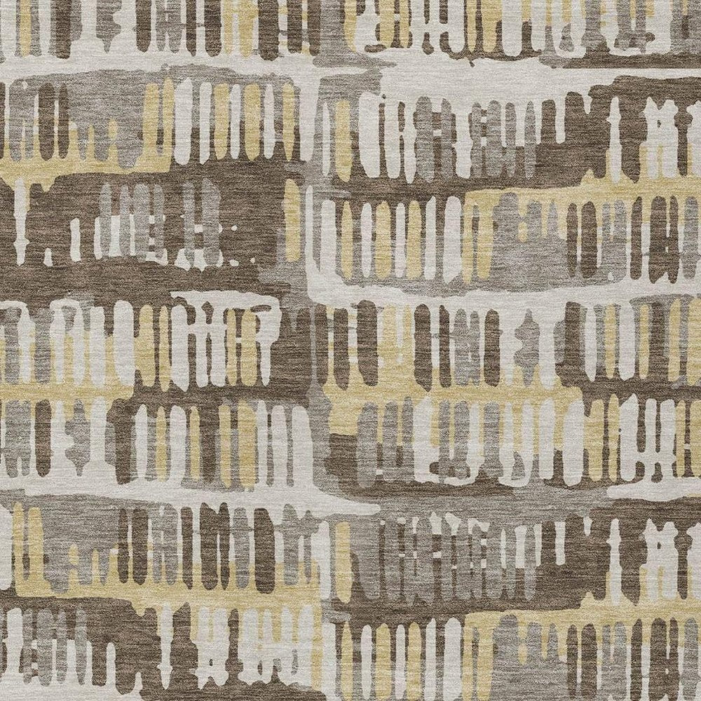 10' X 14' Chocolate And Ivory Abstract Washable Indoor Outdoor Area Rug — view 8