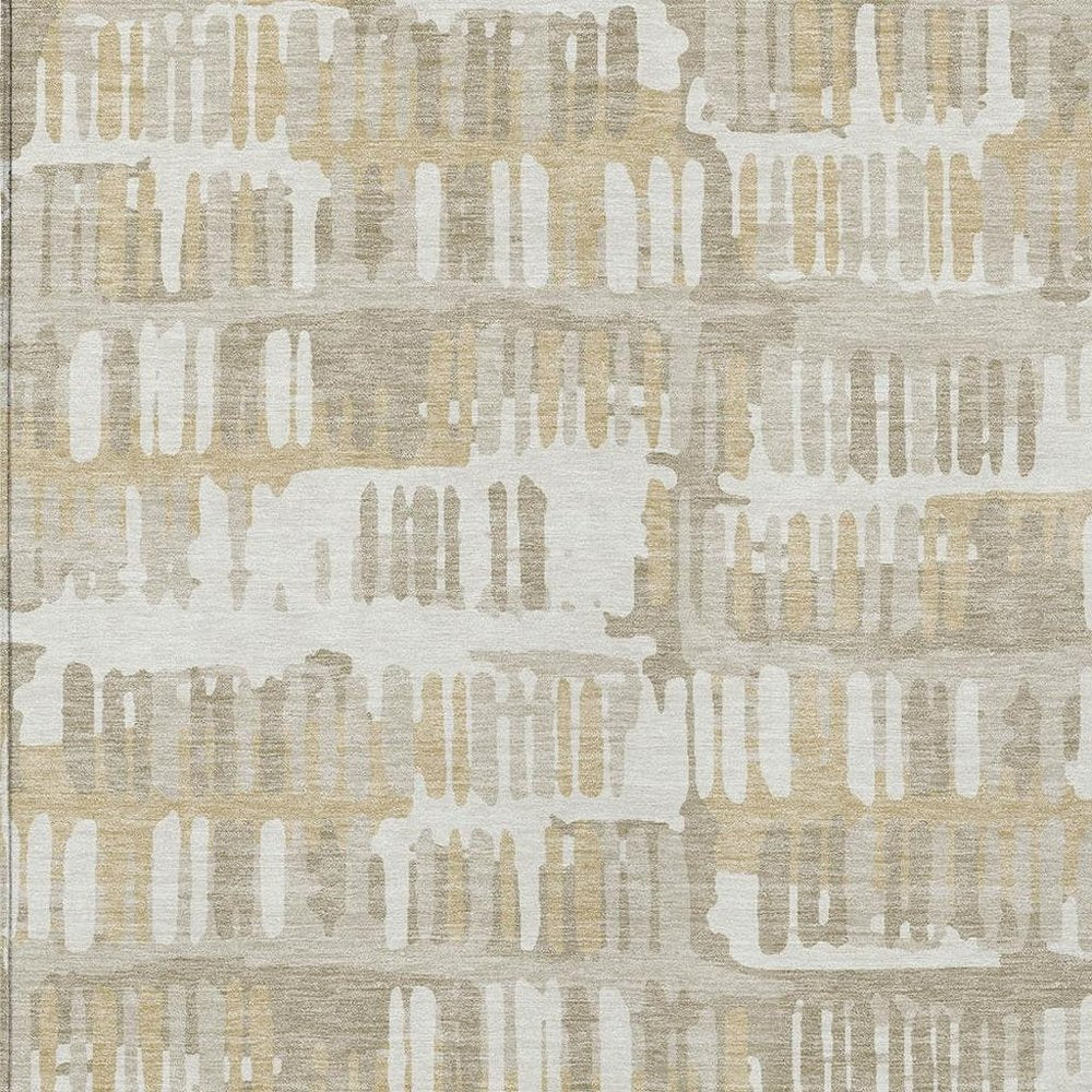 3' X 5' Ivory And Gray Abstract Washable Indoor Outdoor Area Rug — view 4