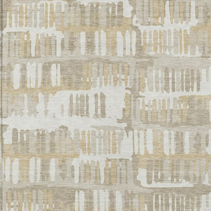 3' X 5' Ivory And Gray Abstract Washable Indoor Outdoor Area Rug HomeRoots