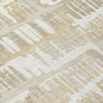 3' X 5' Ivory And Gray Abstract Washable Indoor Outdoor Area Rug HomeRoots