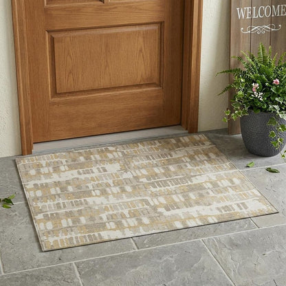 3' X 5' Ivory And Gray Abstract Washable Indoor Outdoor Area Rug HomeRoots