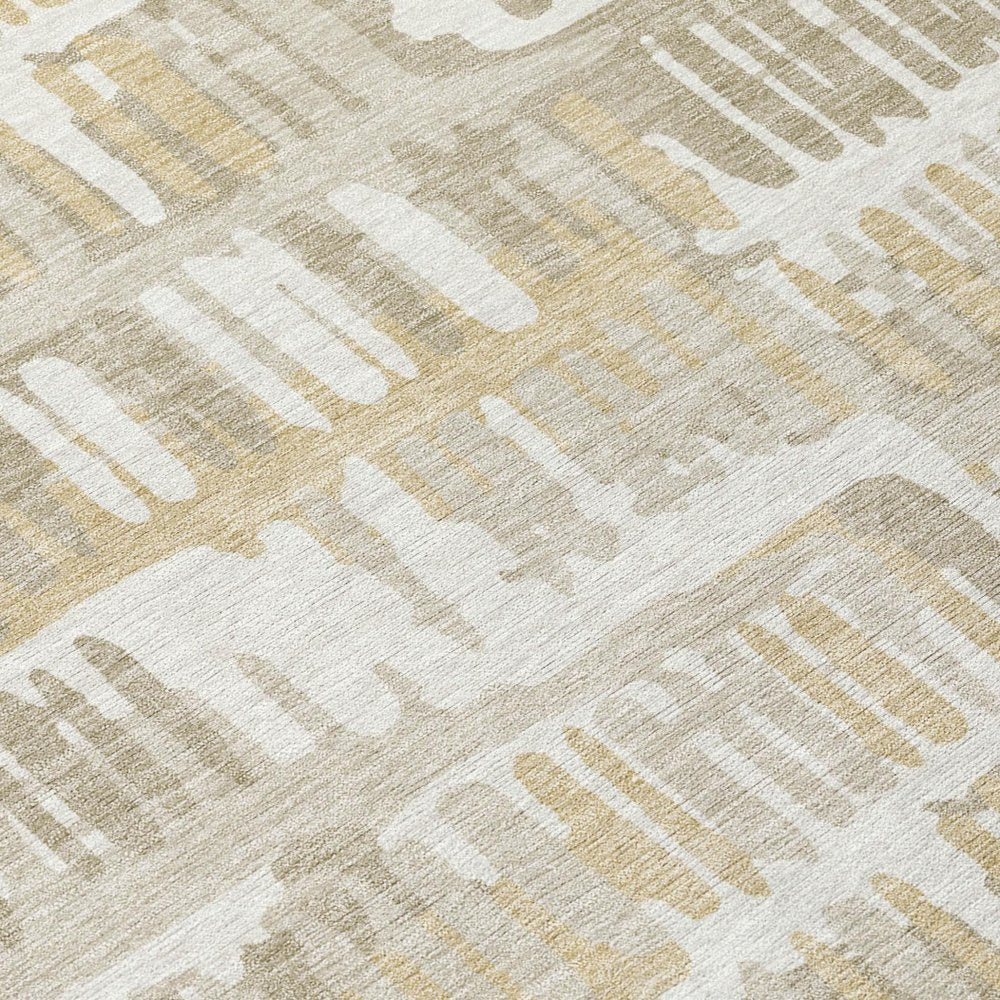 5' X 8' Ivory And Gray Abstract Washable Indoor Outdoor Area Rug — view 3