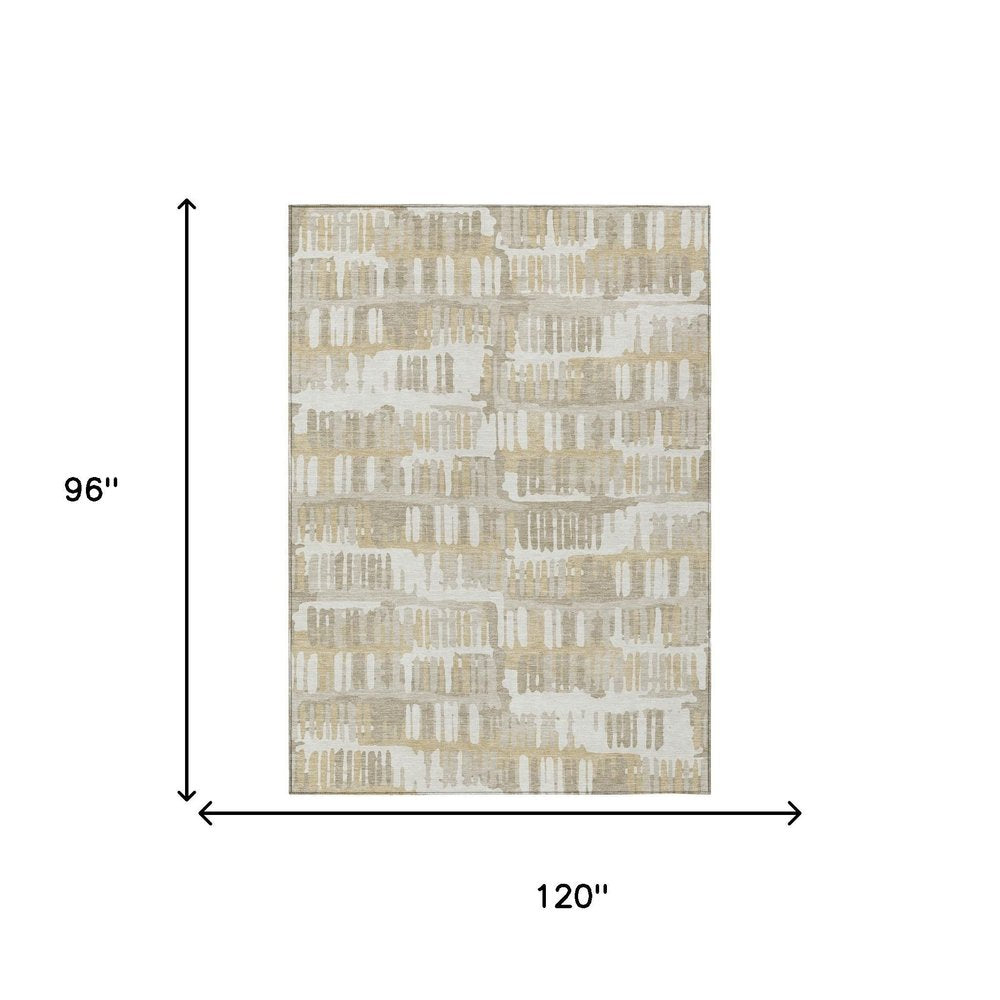 8' X 10' Ivory And Gray Abstract Washable Indoor Outdoor Area Rug — view 6