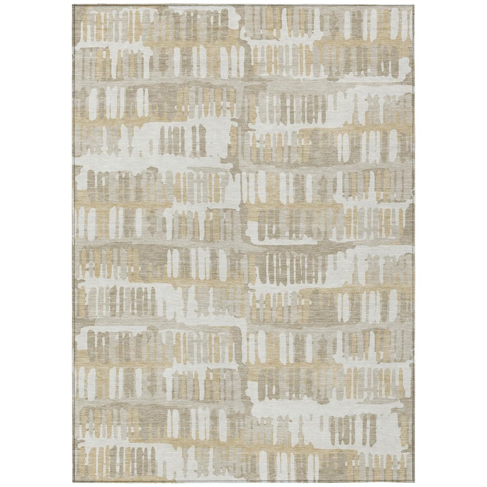 8' X 10' Ivory And Gray Abstract Washable Indoor Outdoor Area Rug — view 1