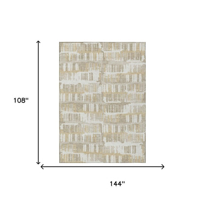 9' X 12' Ivory And Gray Abstract Washable Indoor Outdoor Area Rug HomeRoots