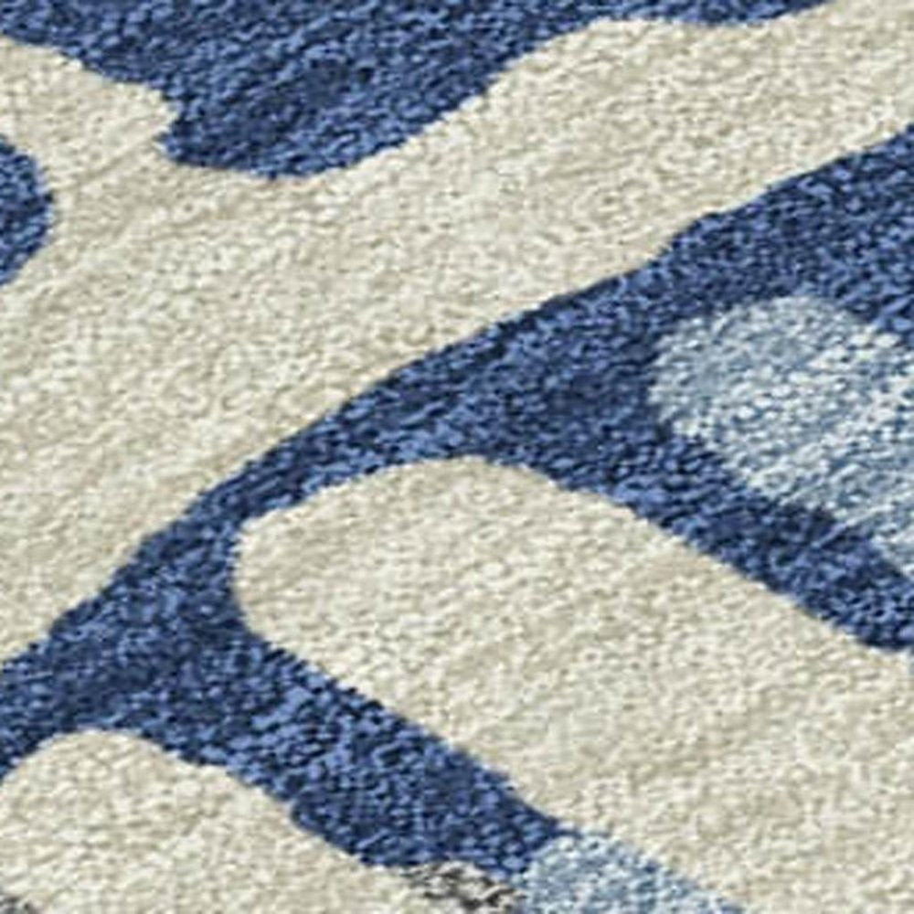 3' X 5' Navy Blue And Gray Abstract Washable Indoor Outdoor Area Rug — view 4
