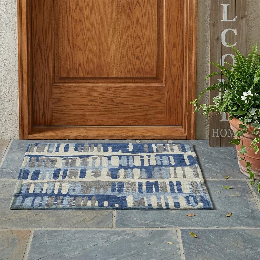3' X 5' Navy Blue And Gray Abstract Washable Indoor Outdoor Area Rug HomeRoots
