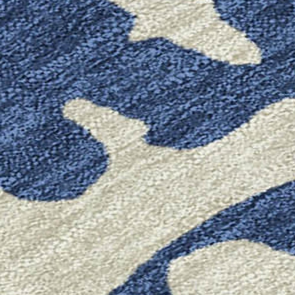 5' X 8' Navy Blue And Gray Abstract Washable Indoor Outdoor Area Rug — view 8