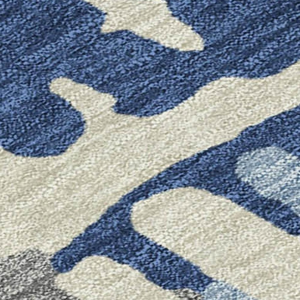 8' X 10' Navy Blue And Gray Abstract Washable Indoor Outdoor Area Rug HomeRoots