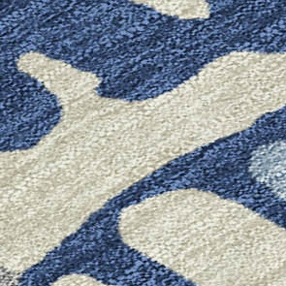 8' X 10' Navy Blue And Gray Abstract Washable Indoor Outdoor Area Rug — view 8