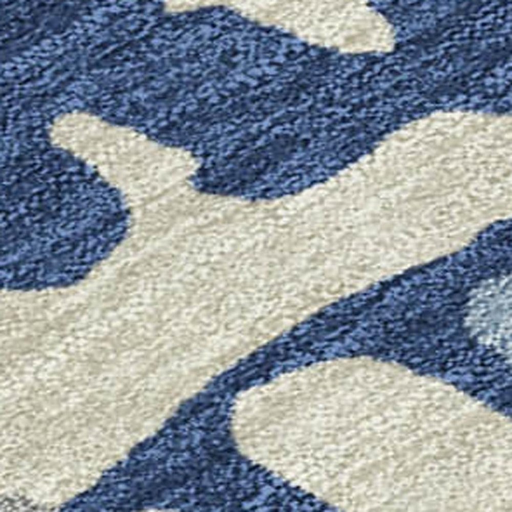 10' X 14' Navy Blue And Gray Abstract Washable Indoor Outdoor Area Rug HomeRoots
