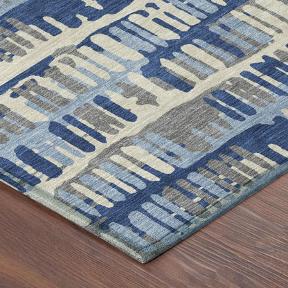 10' X 14' Navy Blue And Gray Abstract Washable Indoor Outdoor Area Rug HomeRoots